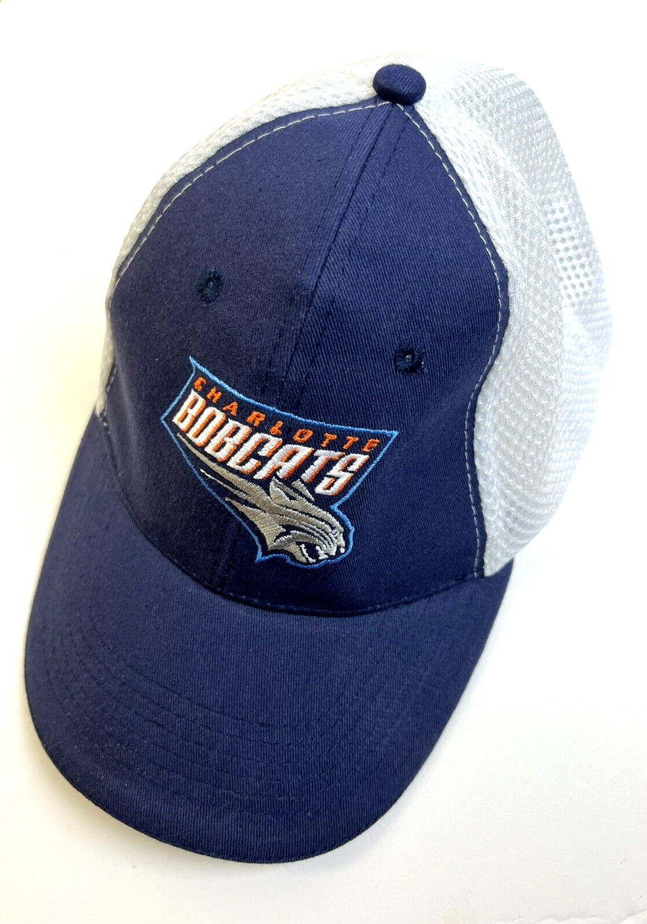 VIntage Charlotte Bobcats Basketball Cap Mesh Back Hat Blue Retro Sports